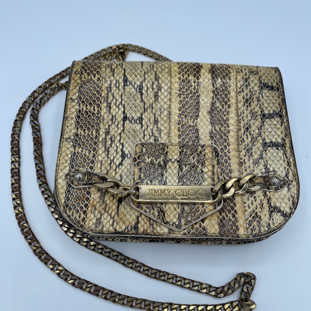 Authentic Jimmy Choo Python Embossed Leather Cros… - image 3